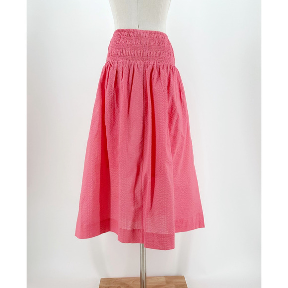 AYR Skirt Women Medium Triple Threat Midi Cotton Summer Smocked Minimalist - Picture 4 of 10